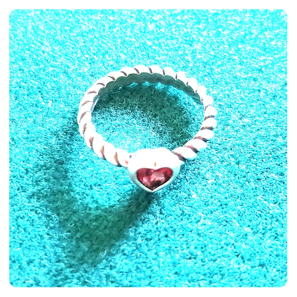 James Avery Heart With Garnet Ring Retired